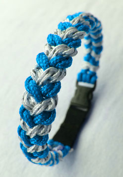 Paracord-Katzenhalsband "snake" blau/weiss