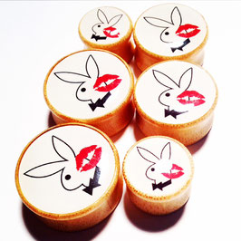 Wood Playboy Bunny Kiss Plugs (0g)