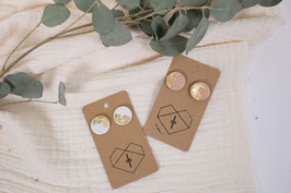 Ton Ohrringe rund Blattgold/ clay earrings circle leaf gold