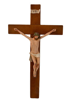 Crucifix cm. 50 x 28 with resin statue
