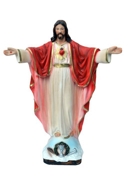 Sacred Heart of Jesus with open arms statue cm. 25