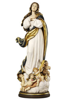 Virgin Mary assumption by Murillo woodcarving