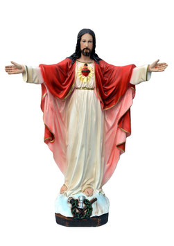 Sacred Heart of Jesus with open arms statue cm. 65