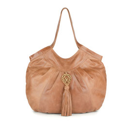 Java - tan large leather shopper handbag