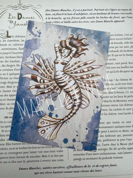 Carte postale sirène poisson scorpion, rascasse volante