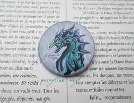 badge broche dragon bleu