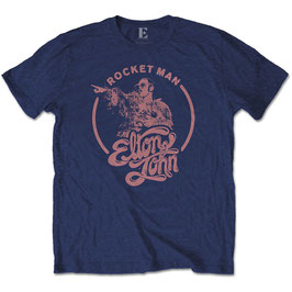 T-shirt Unisex - Elton John - Rocketman Circle Point - Navy Blue - 100% Cotton