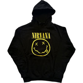 Hooded Sweater - Nirvana - Happy Face - Black - 80% Cotton, 20% Polyester