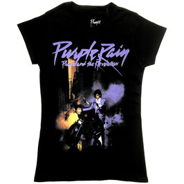 T-shirt Vrouwen - Prince - Purple Rain - Zwart - 100% Katoen