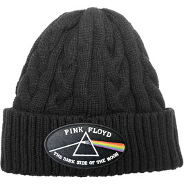 Unisex Beanie Hat - Pink Floyd - The Dark Side of the Moon Black Border (Cable Knit) - Black - 100% Acrylic