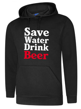 Hooded Sweater - Save Water Drink Beer - Black - 80% Cotton, 20% Polyester