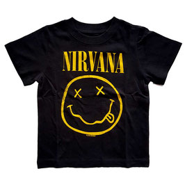 T-shirt Peuters - Nirvana - Yellow Smiley - Black - 100% Cotton
