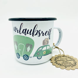 Emaille Becher urlaubsreif