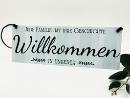 Blech Schild wetterbeständig gestreift, jede Familie hat ihre Geschichte willkommen