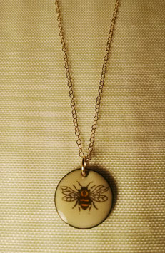 Small Round Necklace in HoneyBee with 14K Yellow Gold