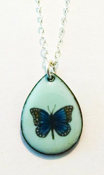 Small Teardrop Necklace in Red Admiral Butterfly