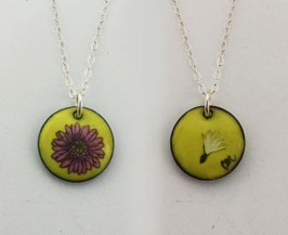 Small Round Necklace in Fuschia Gerbera Daisy