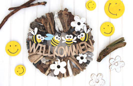 Türkränze "Willkommen" und "Zuhause" mit Bienen