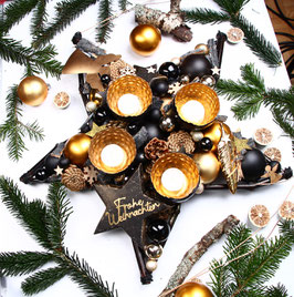 Adventskranz Sterne in schwarz - gold