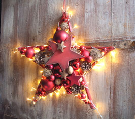 Dekostern in klassischem Weihnachtsrot - mit Licht