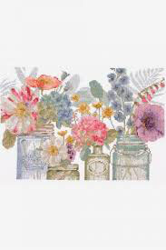 KIT PUNTO DE CRUZ  AQUARELLE FLEURS EN BOCAUX 30 X 22 cm