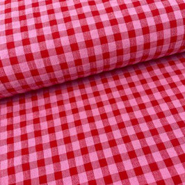 BAMBULA VICHY SEERSUKER. 150 CM. 150 GR/M2. ALGODON 60-POLIESTER 40% ROSA-ROJO