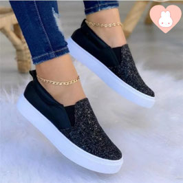 TENIS VANS BRILLOS NEGRO COSTADO VINIPIEL  PLATAFORMA