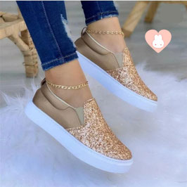 TENIS VANS BRILLOS ORO ROSA COSTADO VINIPIEL