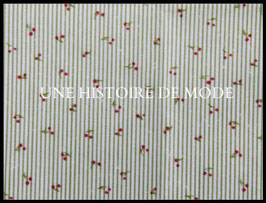 Tissu cerise en coton rayé -  50 x 45 cm - Coupon T58