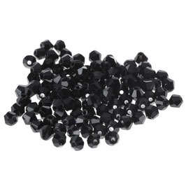 50 perles toupie en verre jet noir 4 mm - TS014