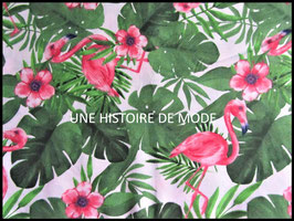 Tissu exotique et flamants roses en coton - 50 x 45 cm - T109
