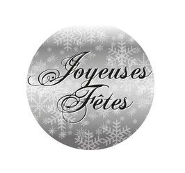 5 étiquettes autocollantes " Joyeuses Fêtes " rondes et argentées