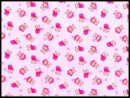 Tissu nounours roses en coton - 50 x 45 cm - Coupon T13