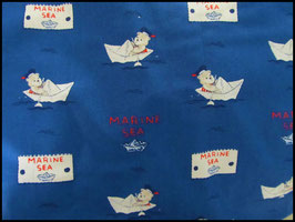 Tissu bleu foncé à motifs ourson marin 50 x 45 cm - T24