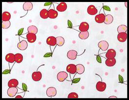 Tissu en coton cerises  - 50 x 45 cm - T20