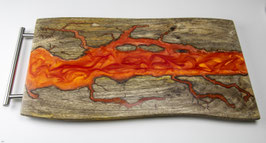 Mangobrett in Lichtenberg Technik und Epoxidharz in orange