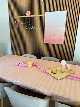 Tischdecke Musselin Rosa Buttermilk gestreift