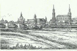 Gerahmte Grafik "Ansicht von Dresden", 8x12 cm Bildmaß