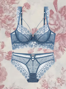 Lingerie Slip - Vintage Blau Spitze