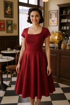 Pretty Dress 50s Swing Kleid - Bordeaux (1950er Jahre Stil)