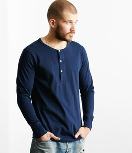206 Men's loopwheeled Henley Shirt , 245g/qm, classic Fit - Blau