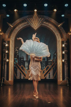 Burlesque Federfächer - Hellblau (Medium)