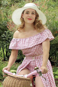 PR Creations - 1950s Carmen-Top - Rosa/Weiss Karo