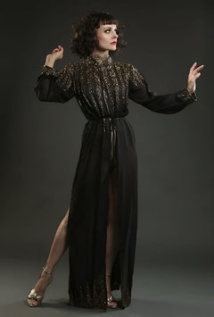 Art Deco Mantelkleid - Schwarz/Gold