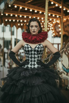 Harlekin Korsett - Schwarz/Weiss