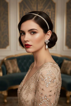 Art Deco Ohrringe - Strass/Perlen (1920er Jahre Stil)