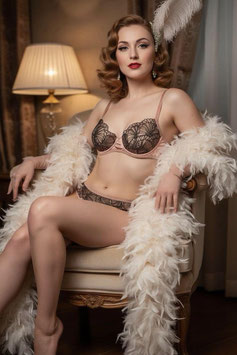 Boudoir Set (BH & Slip) - Rosa/Schwarz