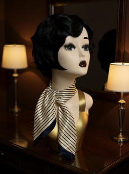 Foulard Satin - Ivory/Navy