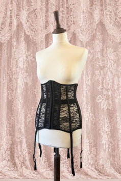 Unterbrust Corsage mit Strapse - Schwarze Spitze