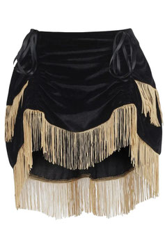 Burlesque Rock Samt mit Fransen - Schwarz/Gold